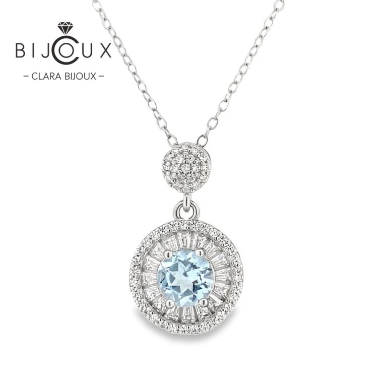 бутиково сребърно колие с естествен топаз Clara Bijoux