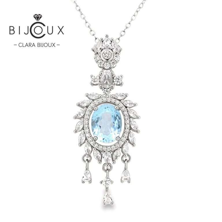 сребърно колие с топаз Clara Bijoux