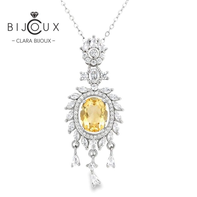 сребърно колие с цитрин Clara Bijoux