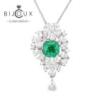 луксозно сребърно колие с бели и зелен CZ камъни Clara Bijoux