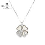 елегантно сребърно колие с детелина и бял седеф Clara Bijoux