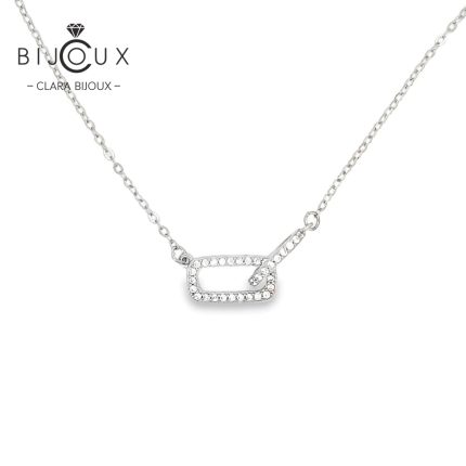 елегантно сребърно колие с бели CZ камъни Clara Bijoux