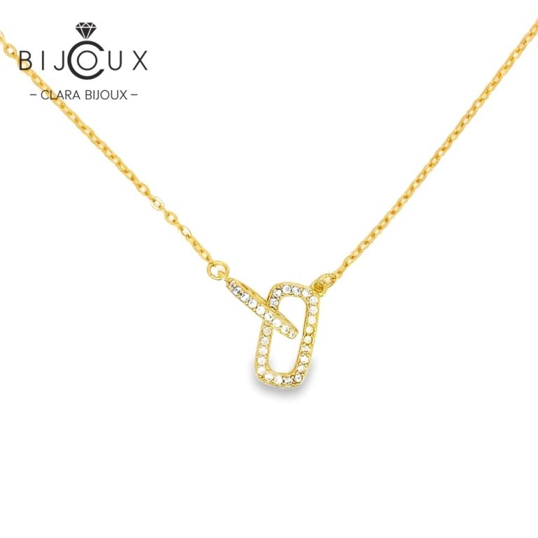 елегантно сребърно колие с жълта позлатка Clara Bijoux