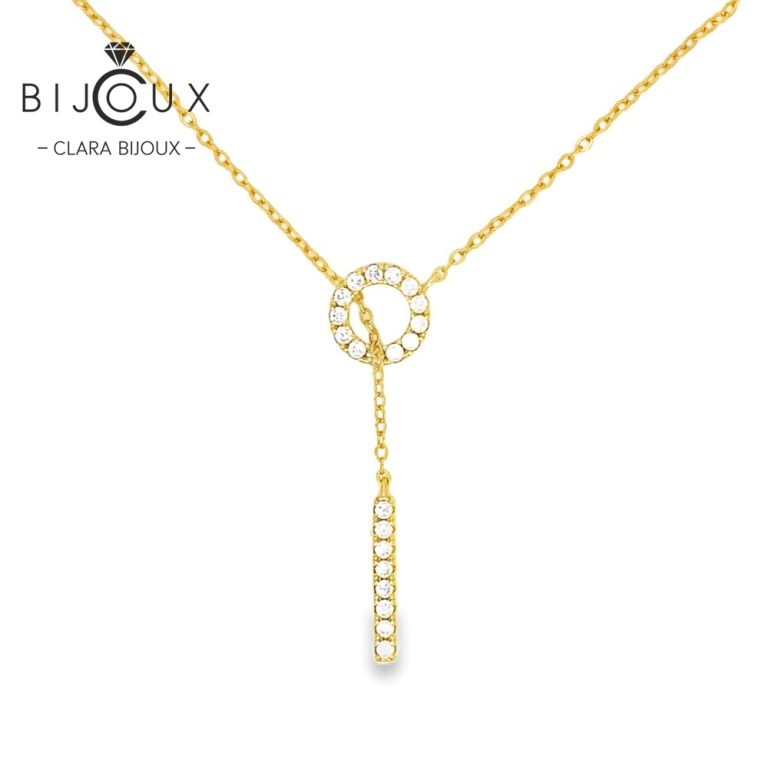 дизайнерско сребърно колие с жълта позлатка Clara Bijoux