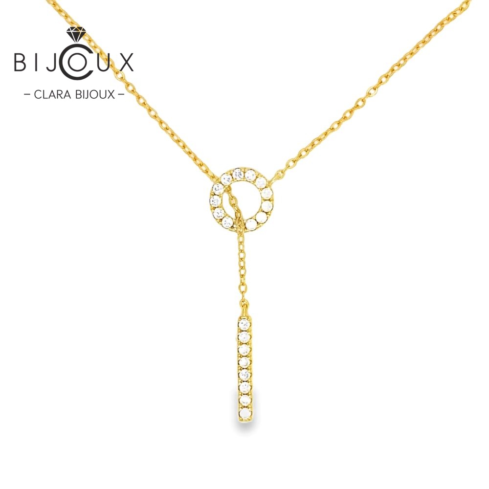 DSP194 дизайнерско сребърно колие с жълта позлатка Clara Bijoux