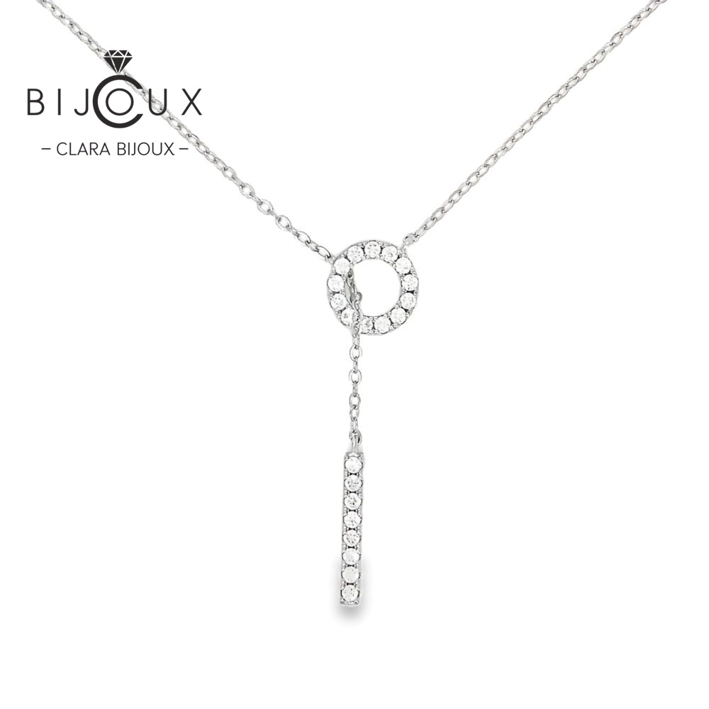 DSP195 елегантно сребърно колие с родиево покритие Clara Bijoux