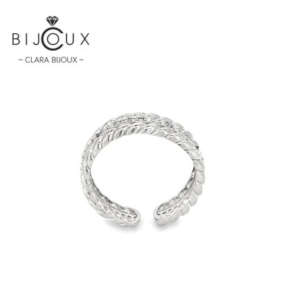 Сребърен пръстен Clara Bijoux с фина инкрустация и регулируем размер – детайл
