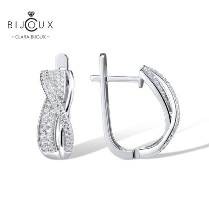 бутикови сребърни обеци Clara Bijoux с преплетен дизайн