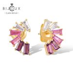 дизайнерски сребърни обеци Clara Bijoux с цветен дизайн