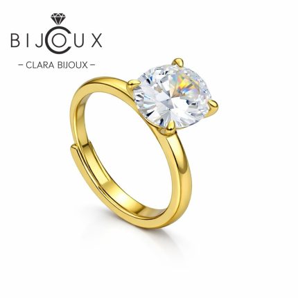 Сребърен пръстен жълта позлатка CZ Clara Bijoux