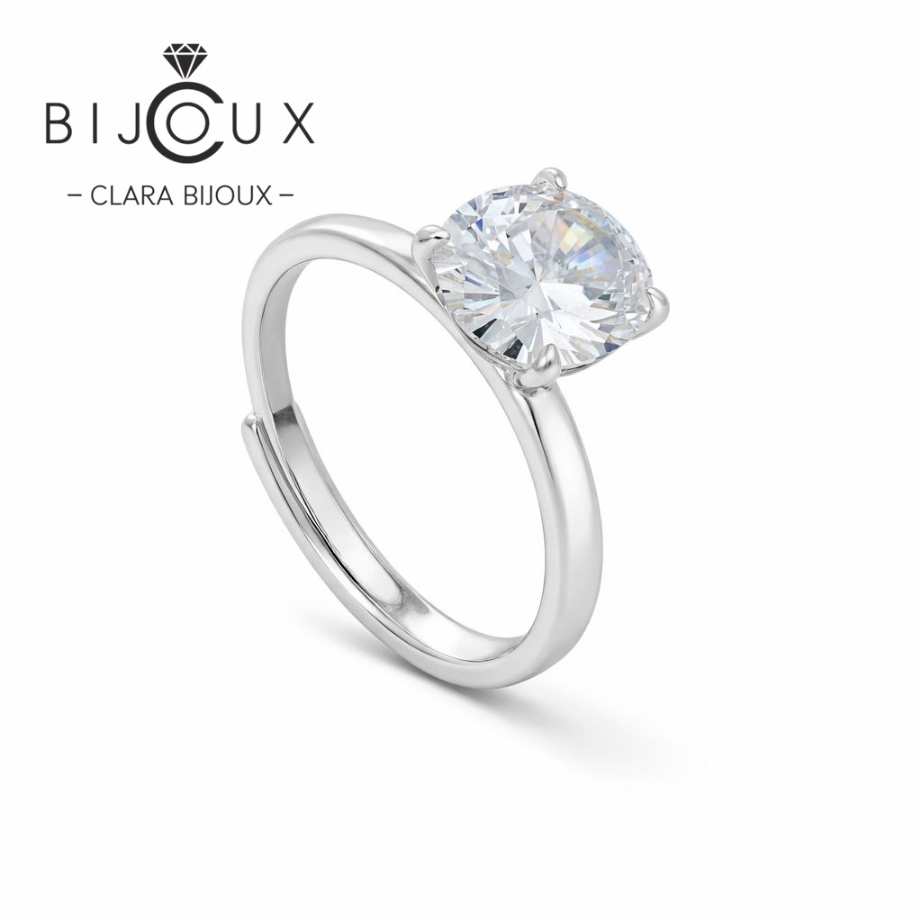 SN148 Сребърен пръстен с родиево покритие и CZ Clara Bijoux
