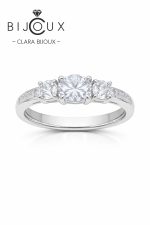 Сребърен пръстен с родиево покритие и бели CZ Clara Bijoux