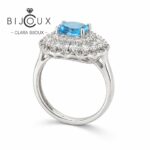 Луксозен дамски пръстен от сребро 925 със Swiss Blue Topaz