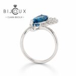 Бутиков сребърен пръстен с London Blue Topaz и дълбок син блясък