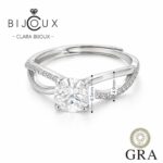 сребърен пръстен с мойсанит 1ct и регулируем размер