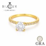 елегантен позлатен пръстен с мойсанит 1ct и GRA сертификат