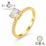 сребърен пръстен с мойсанит Clara Bijoux и жълта позлатка