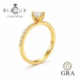 позлатен сребърен пръстен с мойсанит 1ct Clara Bijoux