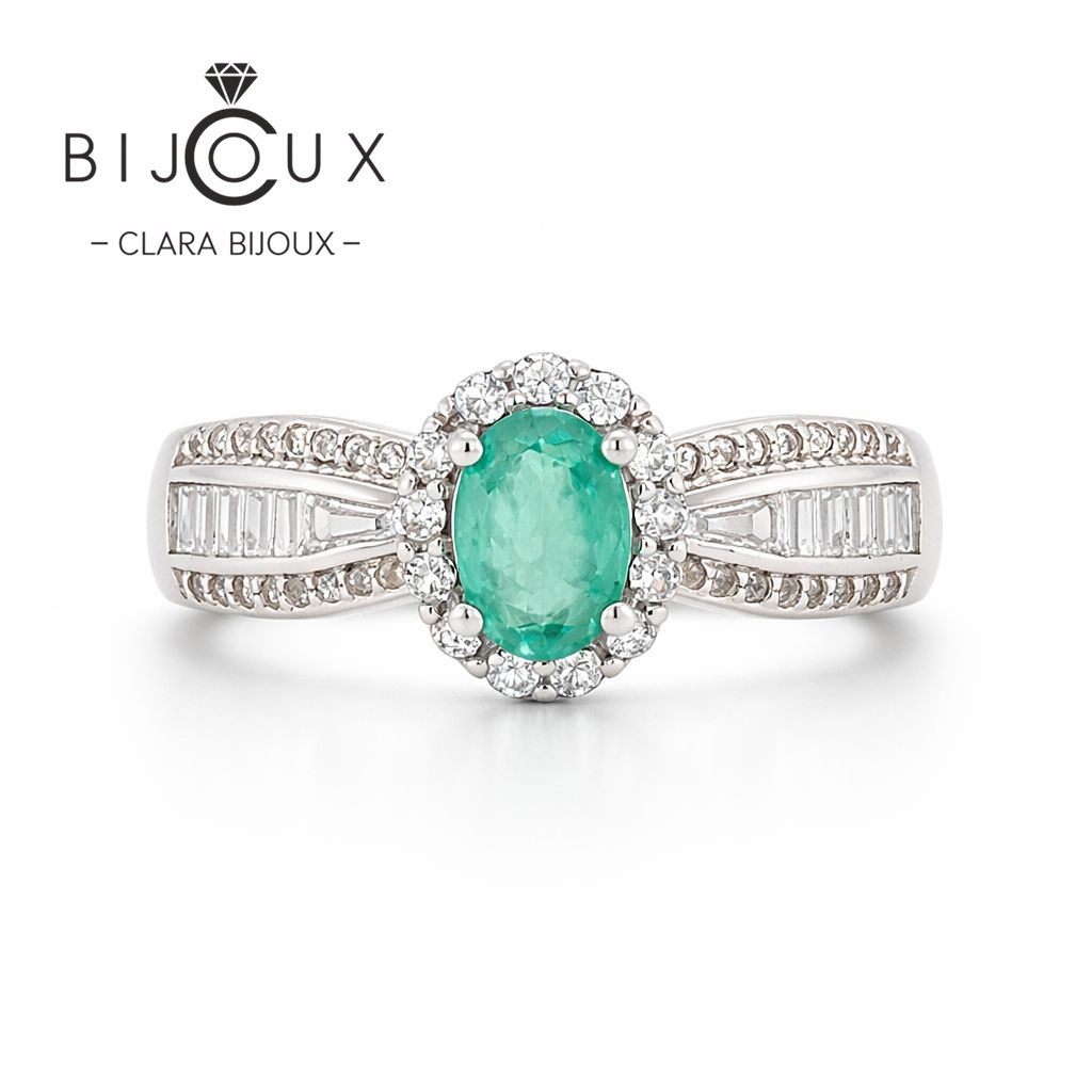 ZJR4023.2 Елегантен сребърен пръстен със смарагд Clara Bijoux