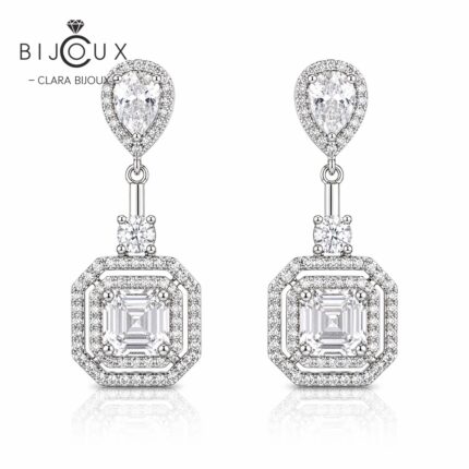 Сребърни обеци с бели камъни Clara Bijoux | Изящен блясък