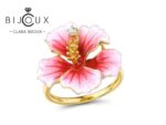Сребърен пръстен с емайлирано цвете Clara Bijoux