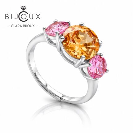 Сребърен пръстен цветни кристали Clara Bijoux