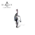 Бутикова сребърна брошка птица Clara Bijoux с лабораторен сапфир