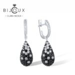 Луксозни сребърни обеци с черен шпинел Clara Bijoux