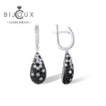 Сребърни обеци с родиево покритие и черен шпинел Clara Bijoux