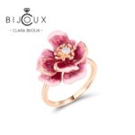 Бутиков сребърен пръстен с розов емайл Clara Bijoux