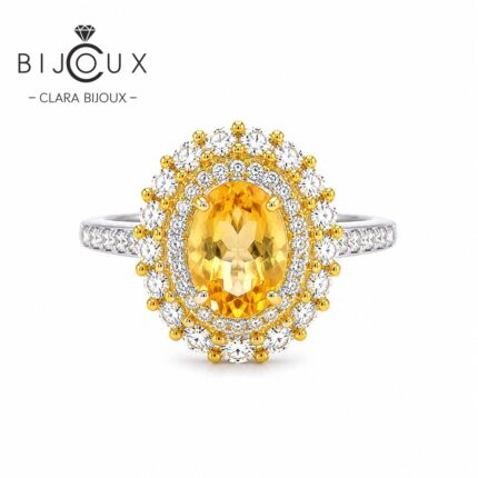 Бутиков сребърен пръстен с цитрин Clara Bijoux | златна нежност